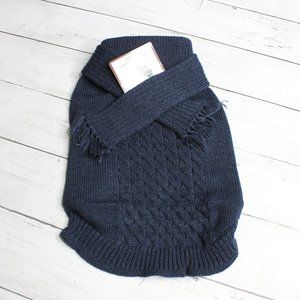 Outdoor Dog Blue Cable Knit Sweater Jacket Size S Winter Coat Scarf